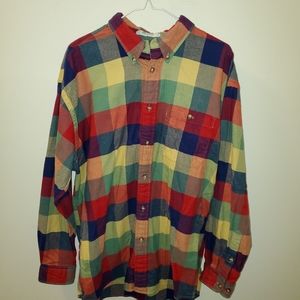 Mens Orvis Flannel Shirt Plaid Size Large